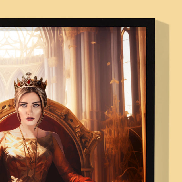 Királyi Portré: Királynő A Trónteremben - Keretes Nyomtatott Kép 30X40
