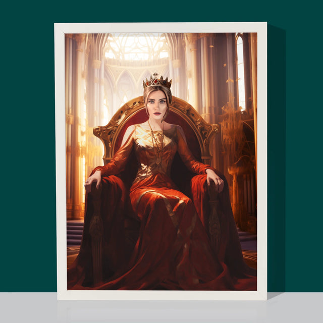 Királyi Portré: Királynő A Trónteremben - Keretes Nyomtatott Kép 30X40
