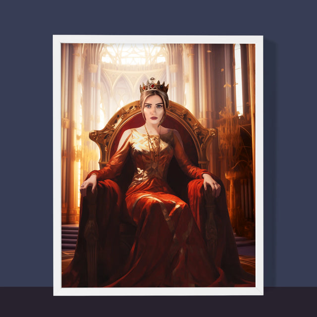 Királyi Portré: Királynő A Trónteremben - Keretes Nyomtatott Kép 30X40