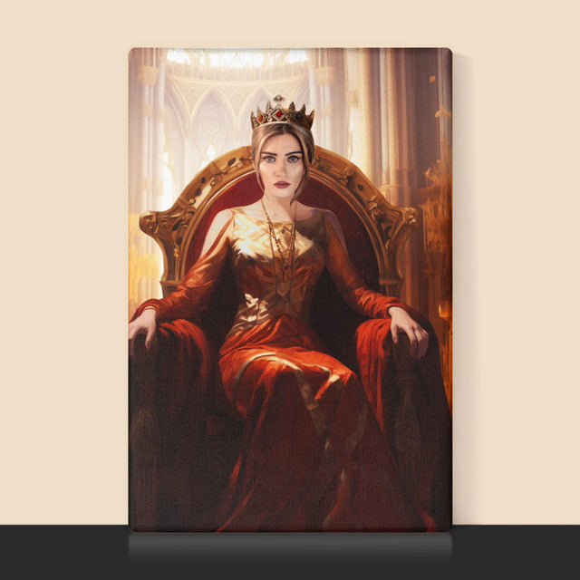 Királyi Portré: Királynő A Trónteremben - Keretes Nyomtatott Kép 30X40