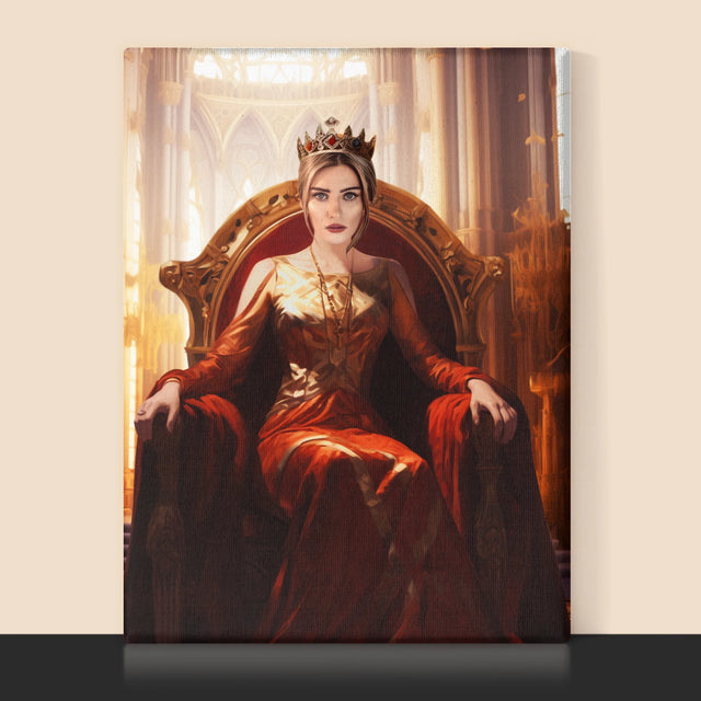 Királyi Portré: Királynő A Trónteremben - Keretes Nyomtatott Kép 30X40