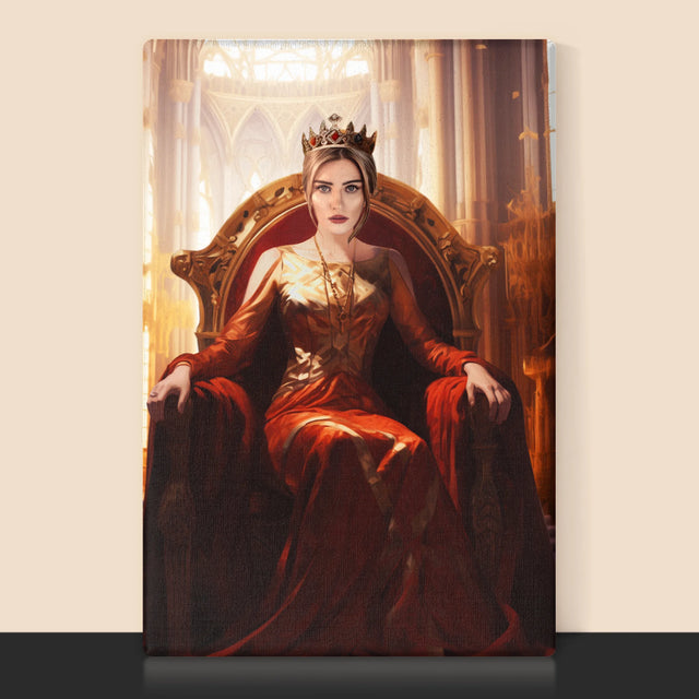 Királyi Portré: Királynő A Trónteremben - Keretes Nyomtatott Kép 30X40