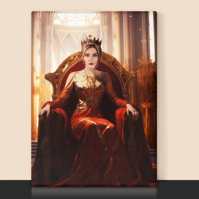 Királyi Portré: Királynő A Trónteremben - Keretes Nyomtatott Kép 30X40