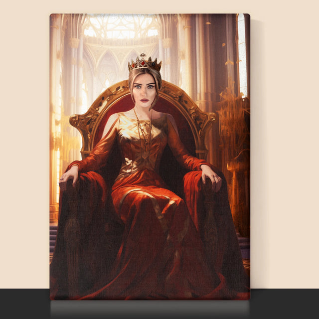 Királyi Portré: Királynő A Trónteremben - Keretes Nyomtatott Kép 30X40