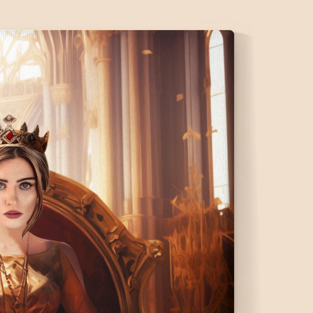 Királyi Portré: Királynő A Trónteremben - Keretes Nyomtatott Kép 30X40