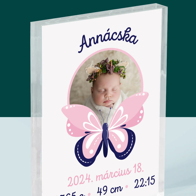 Születési Emléklap: Irat Pillangó - Akrilüveg