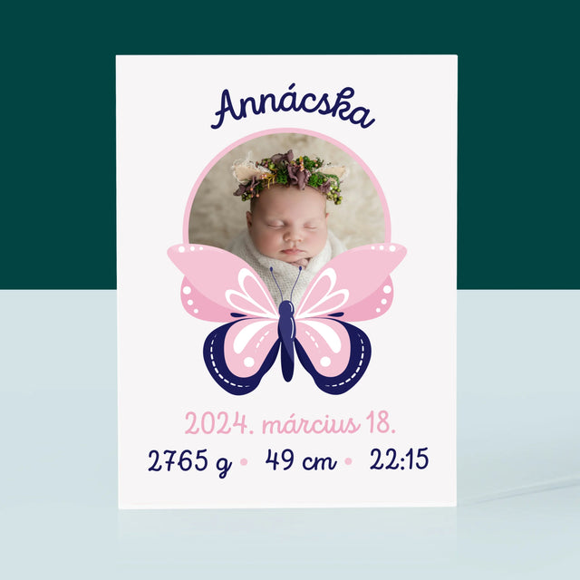 Születési Emléklap: Irat Pillangó - Akrilüveg