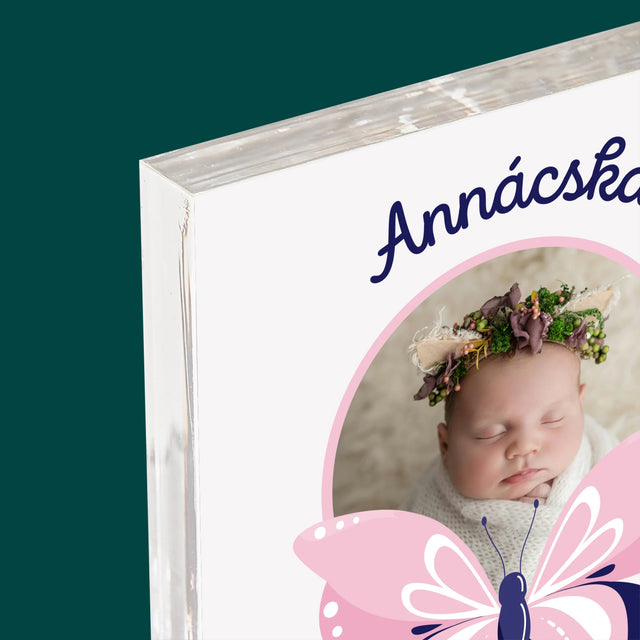 Születési Emléklap: Irat Pillangó - Akrilüveg