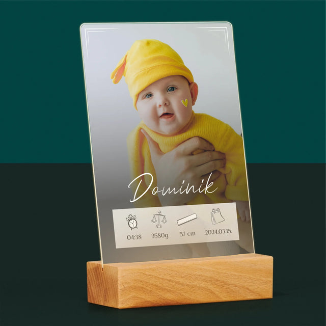 Születési Emléklap: Adatok, Keret - Akrilüvegre Nyomtatott Kép