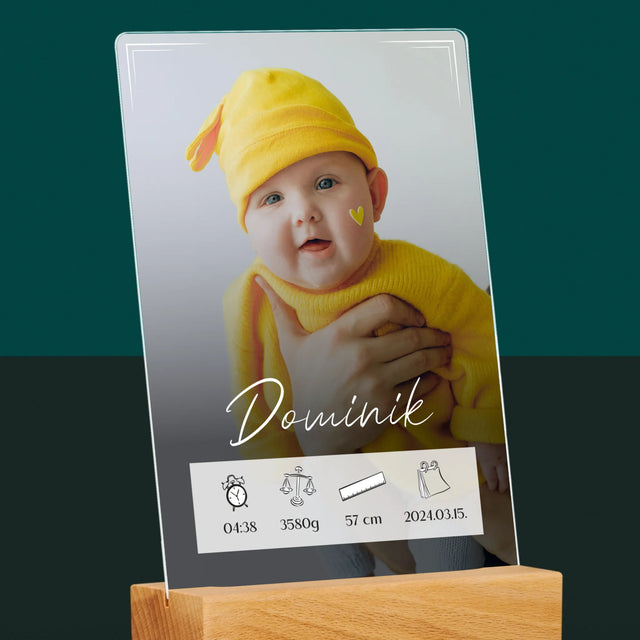 Születési Emléklap: Adatok, Keret - Akrilüvegre Nyomtatott Kép