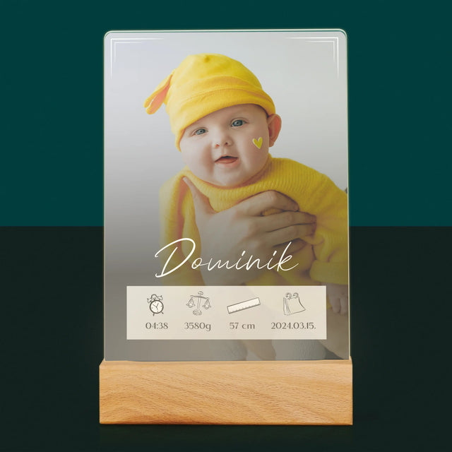 Születési Emléklap: Adatok, Keret - Akrilüvegre Nyomtatott Kép
