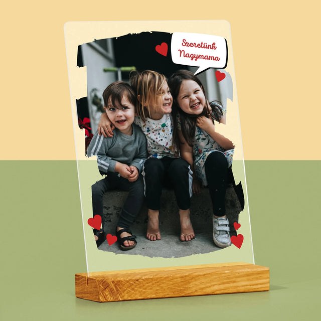 Fotó És Felirat: Szeretett Nagymamának - Akrilüvegre Nyomtatott Kép