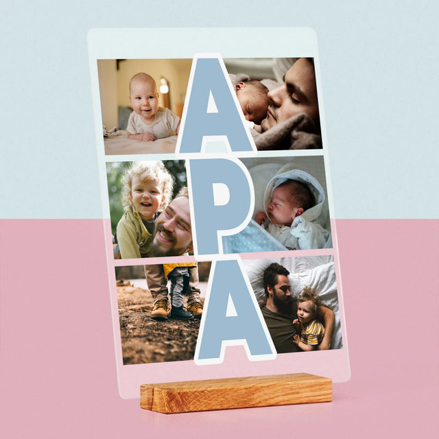 Fotókollázs: Felirat Apa - Akrilüvegre Nyomtatott Kép