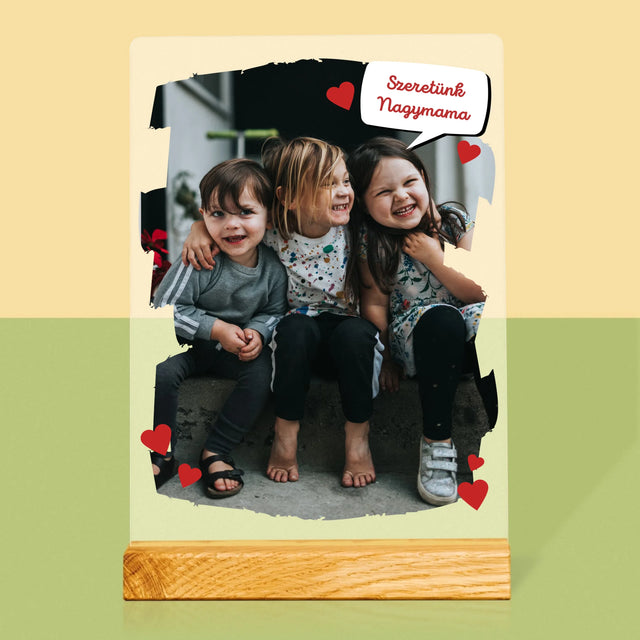 Fotó És Felirat: Szeretett Nagymamának - Akrilüvegre Nyomtatott Kép