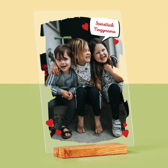 Fotó És Felirat: Szeretett Nagymamának - Akrilüvegre Nyomtatott Kép