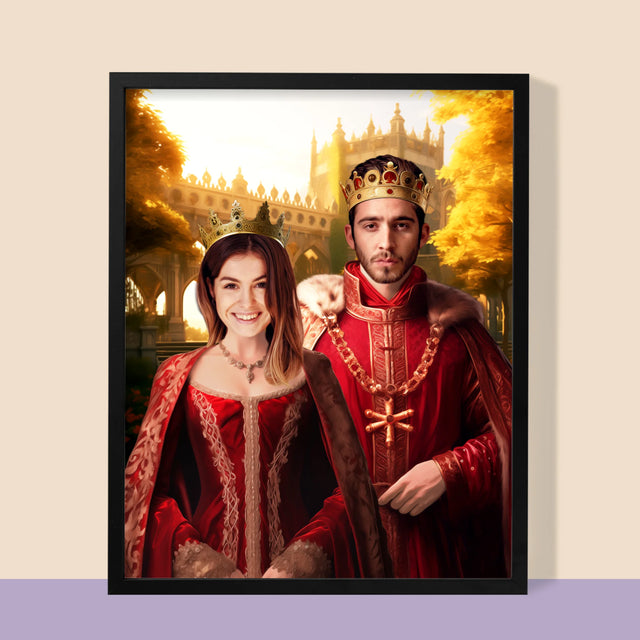Királyi Portré: Király És Királynő - Keretes Nyomtatott Kép 30X40