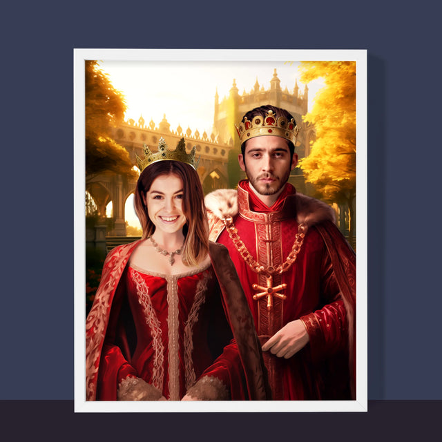 Királyi Portré: Király És Királynő - Keretes Nyomtatott Kép 30X40