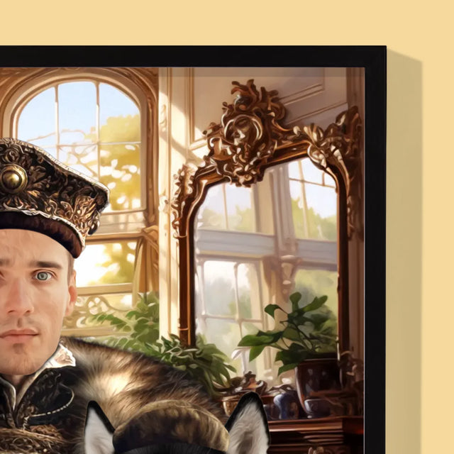 Királyi Portré: Nemes Háziállattal - Keretes Nyomtatott Kép 30X40