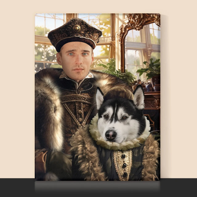 Királyi Portré: Nemes Háziállattal - Keretes Nyomtatott Kép 30X40