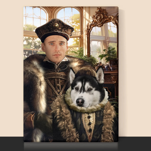 Királyi Portré: Nemes Háziállattal - Keretes Nyomtatott Kép 30X40