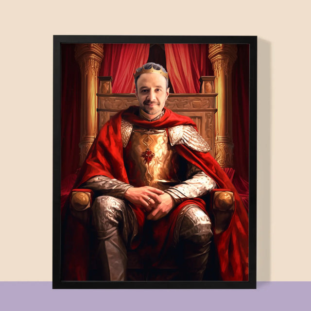 Királyi Portré: Király A Trómteremben - Keretes Nyomtatott Kép 30X40