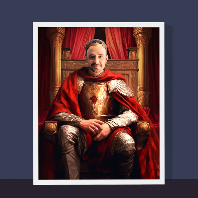 Királyi Portré: Király A Trómteremben - Keretes Nyomtatott Kép 30X40