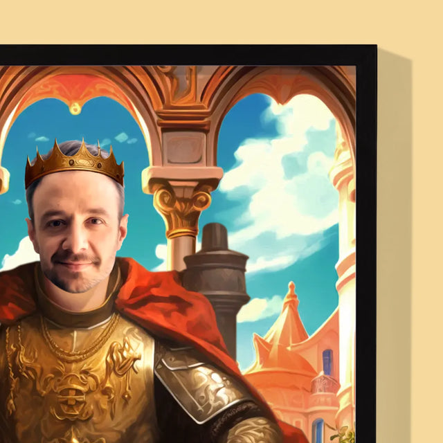 Királyi Portré: Király A Trónon - Keretes Nyomtatott Kép 30X40