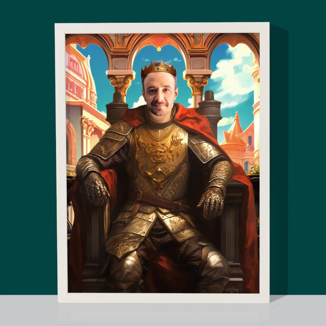Királyi Portré: Király A Trónon - Keretes Nyomtatott Kép 30X40