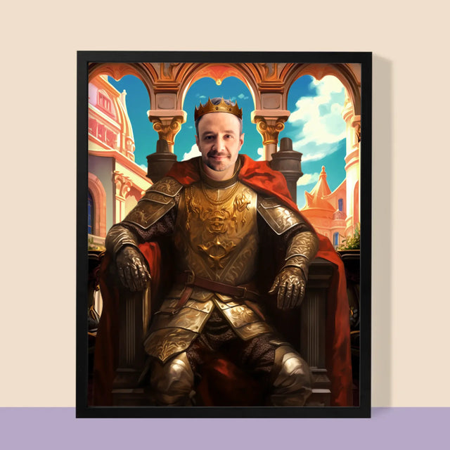 Királyi Portré: Király A Trónon - Keretes Nyomtatott Kép 30X40