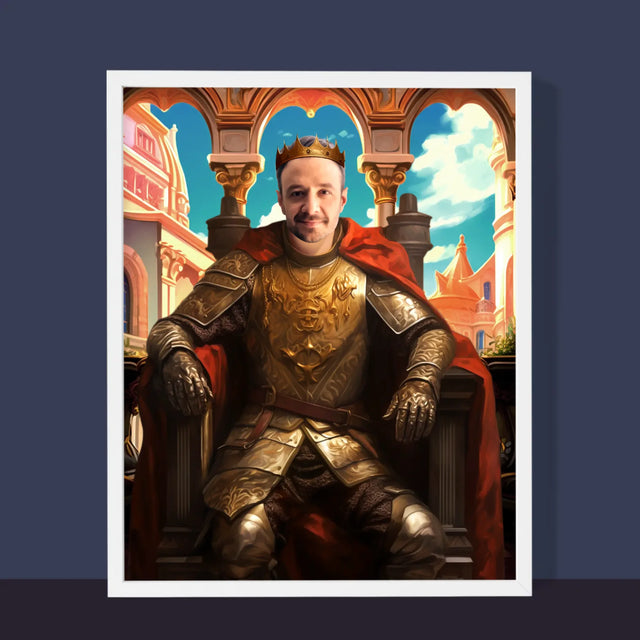 Királyi Portré: Király A Trónon - Keretes Nyomtatott Kép 30X40