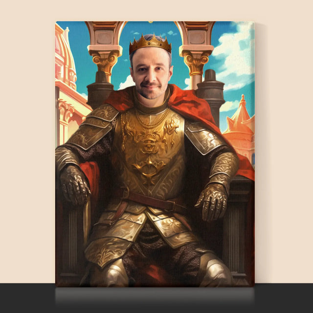 Királyi Portré: Király A Trónon - Keretes Nyomtatott Kép 30X40