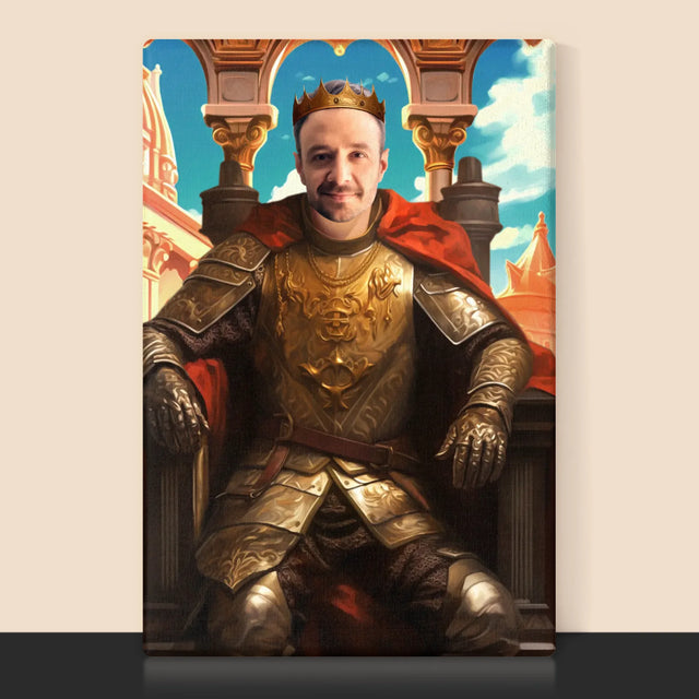 Királyi Portré: Király A Trónon - Keretes Nyomtatott Kép 30X40