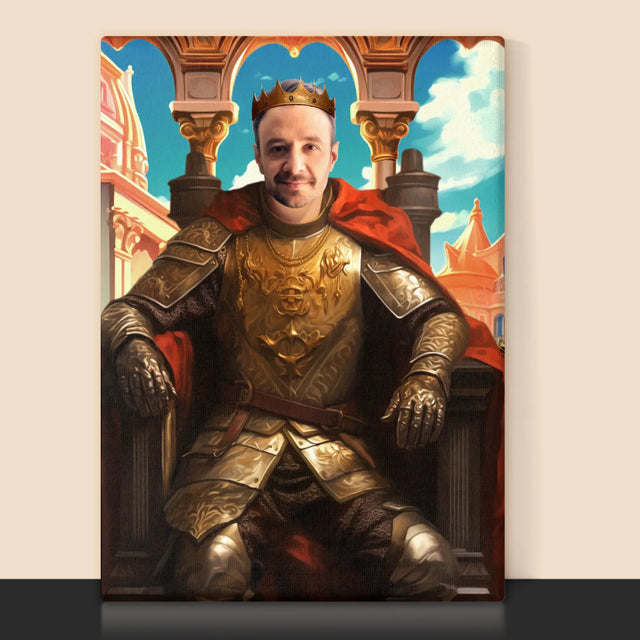 Királyi Portré: Király A Trónon - Keretes Nyomtatott Kép 30X40