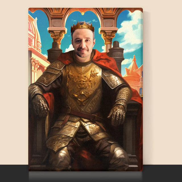 Királyi Portré: Király A Trónon - Keretes Nyomtatott Kép 30X40