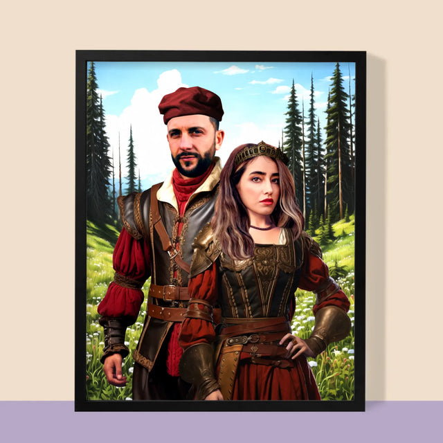 Királyi Portré: Előkelő Pár - Keretes Nyomtatott Kép 30X40