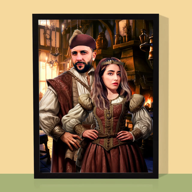Királyi Portré: Arisztokrata Pár - Keretes Nyomtatott Kép 30X40