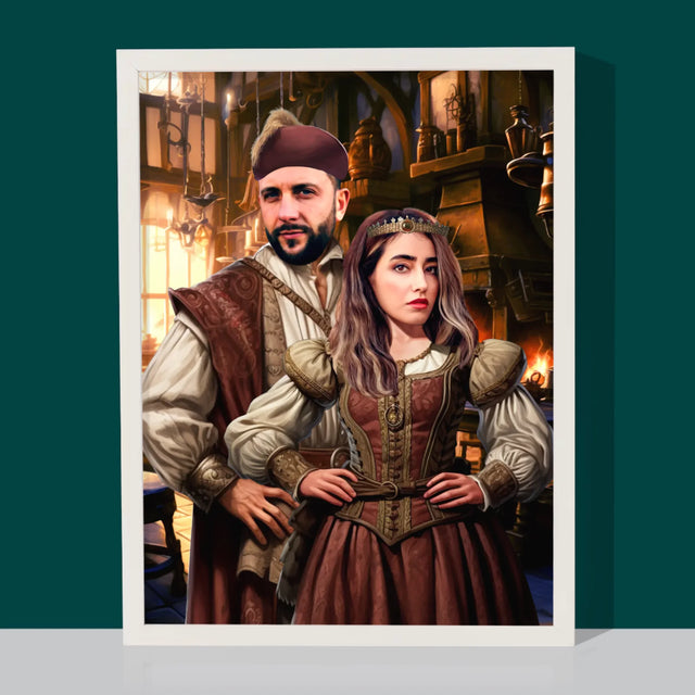 Királyi Portré: Arisztokrata Pár - Keretes Nyomtatott Kép 30X40