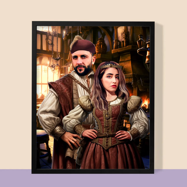 Királyi Portré: Arisztokrata Pár - Keretes Nyomtatott Kép 30X40