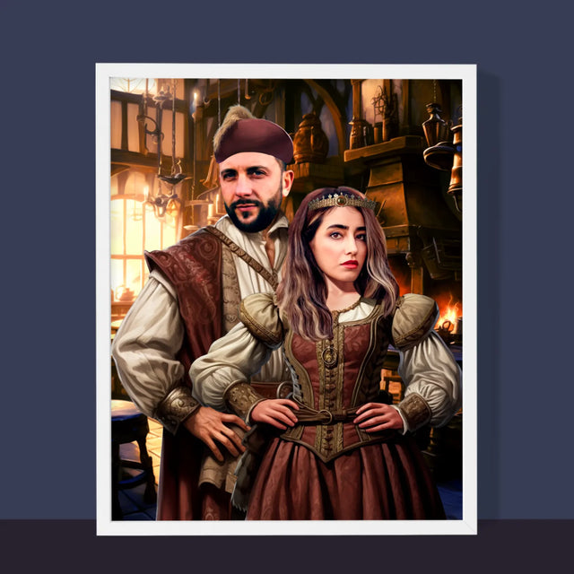 Királyi Portré: Arisztokrata Pár - Keretes Nyomtatott Kép 30X40