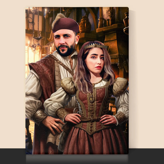 Királyi Portré: Arisztokrata Pár - Keretes Nyomtatott Kép 30X40