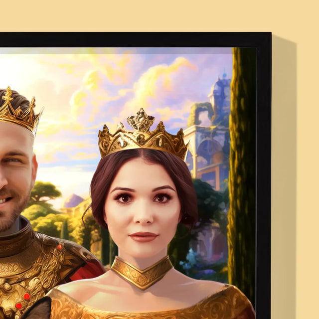 Királyi Portré: Királyi Pár Háziállattal - Keretes Nyomtatott Kép 30X40