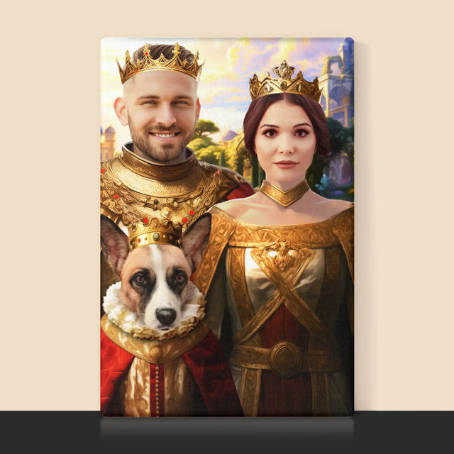 Királyi Portré: Királyi Pár Háziállattal - Keretes Nyomtatott Kép 30X40