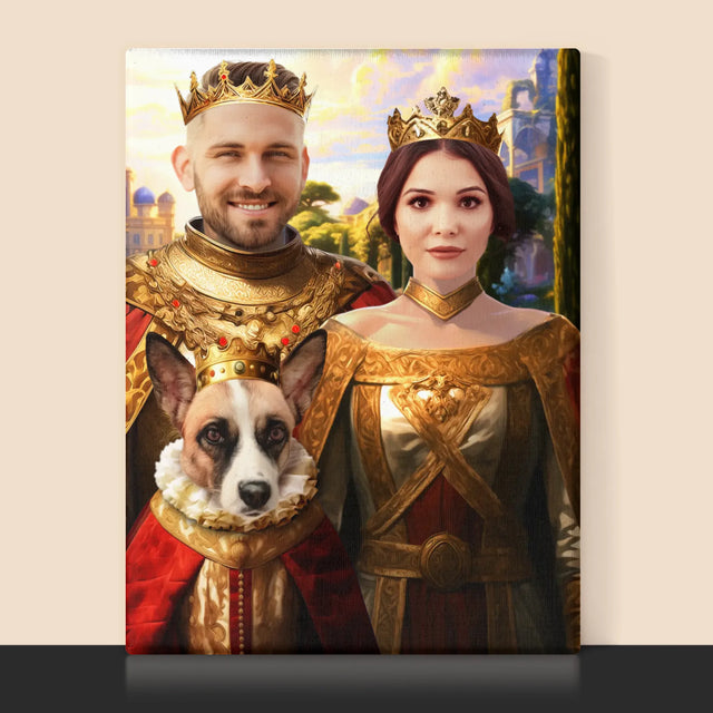 Királyi Portré: Királyi Pár Háziállattal - Keretes Nyomtatott Kép 30X40