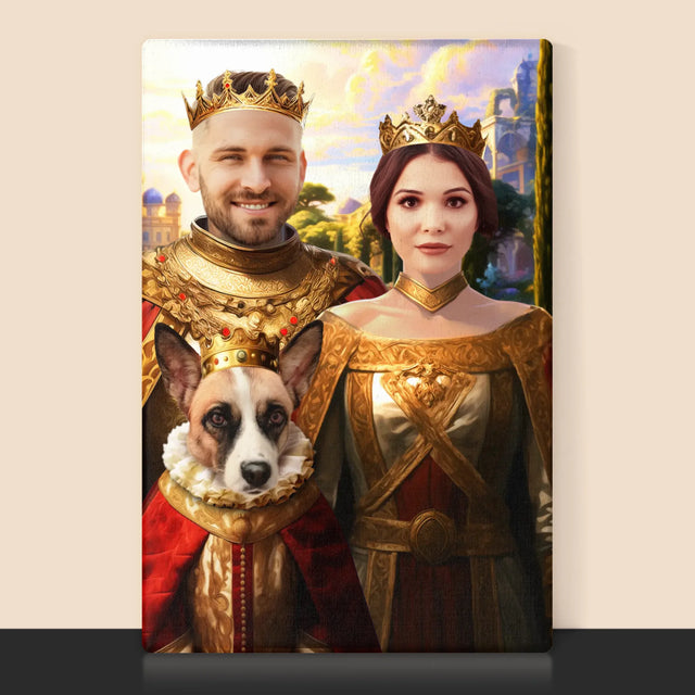 Királyi Portré: Királyi Pár Háziállattal - Keretes Nyomtatott Kép 30X40