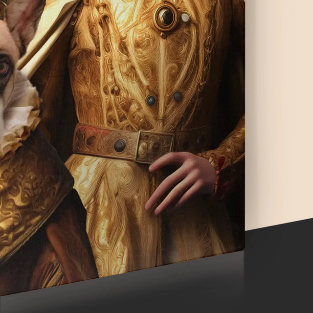 Királyi Portré: Király És Királynő Háziállattal - Keretes Nyomtatott Kép 30X40