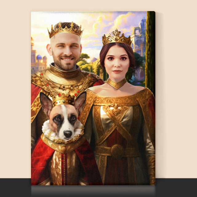 Királyi Portré: Királyi Pár Háziállattal - Keretes Nyomtatott Kép 30X40
