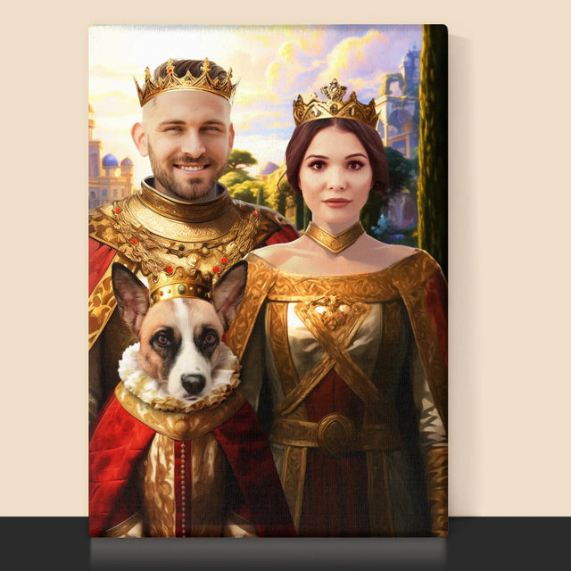 Királyi Portré: Királyi Pár Háziállattal - Keretes Nyomtatott Kép 30X40