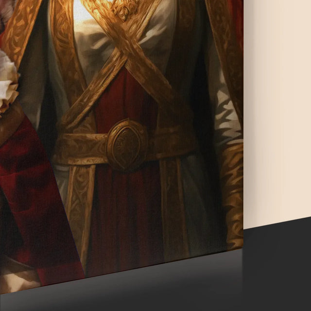 Királyi Portré: Királyi Pár Háziállattal - Keretes Nyomtatott Kép 30X40