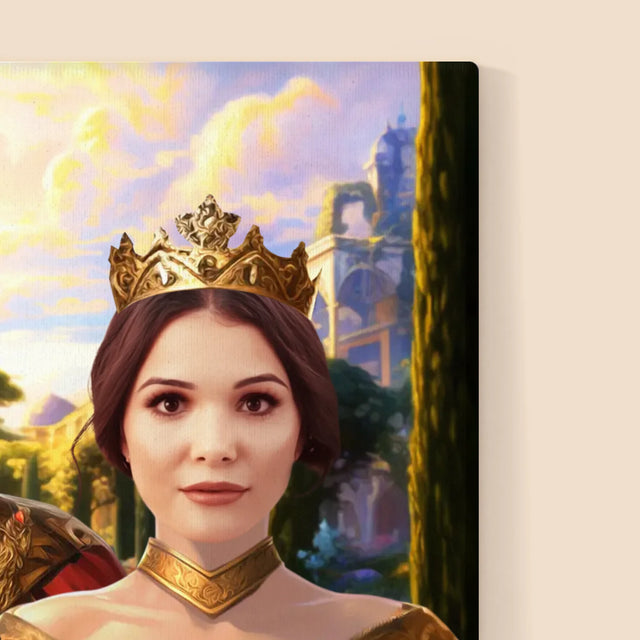 Királyi Portré: Királyi Pár Háziállattal - Keretes Nyomtatott Kép 30X40