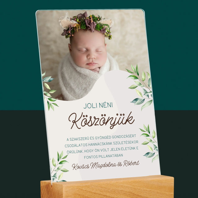 Fotó És Felirat: Köszönet A Szülésznőnek - Akrilüvegre Nyomtatott Kép